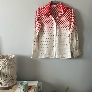 Rare Vintage Lady Arrow Polyester Button Up Blouse